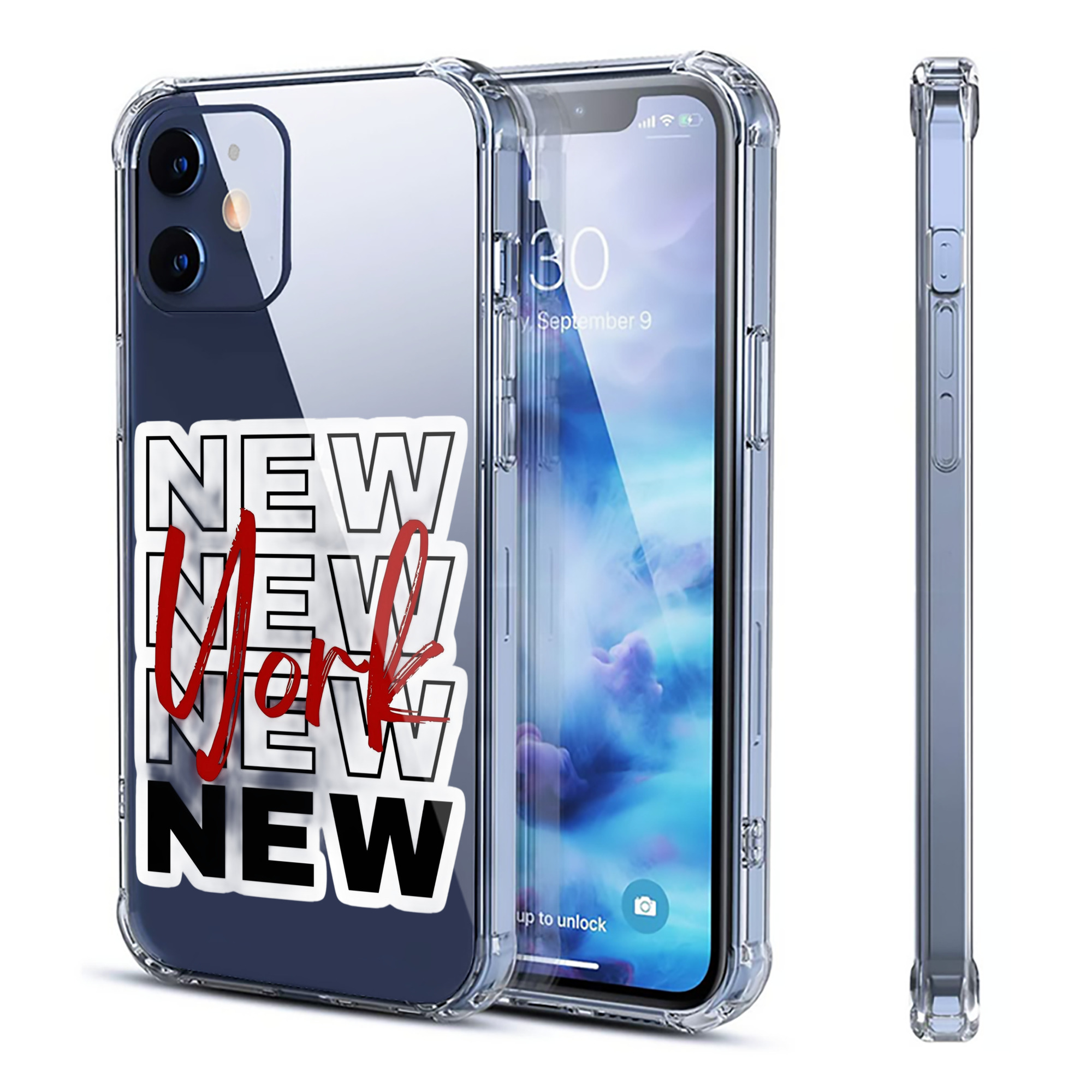 New York Yankees New York Logo Clear IPhone 12 Case – Soft TPU With UV Print – Enhanced Drop Protection, Precise Fit, Anti-Fingerprint, Customizable Design, Scratch-Resistant, Yellow-Resistant